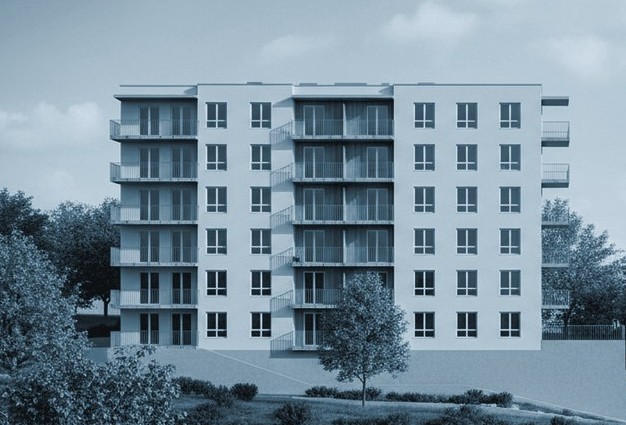 Fasáda dokončeného rezidenčního projektu